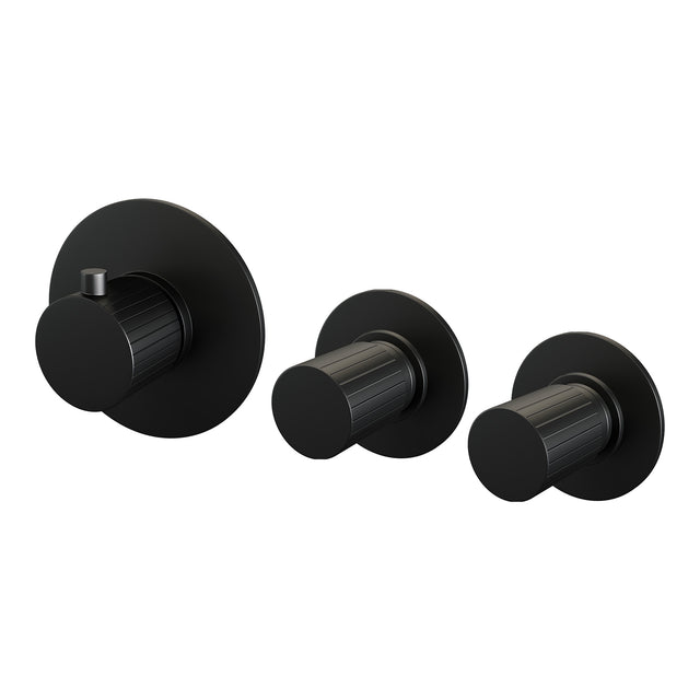 BRAUER Stripe inbouwthermostaat en 2 stopkranen met in- en afbouwdelen mat zwart 5-S-350
