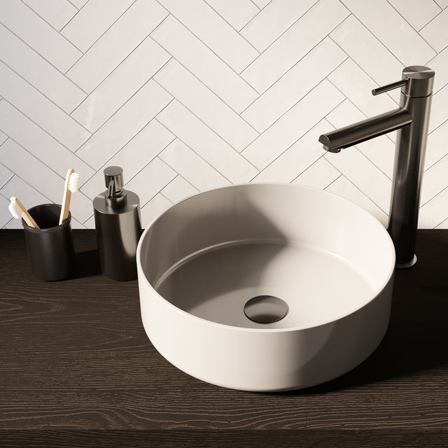 BRAUER Zeepdispenser en beker model A incl. wand ophanging en magnetisch opzetvlak gunmetal geborsteld AE-ZDAGM