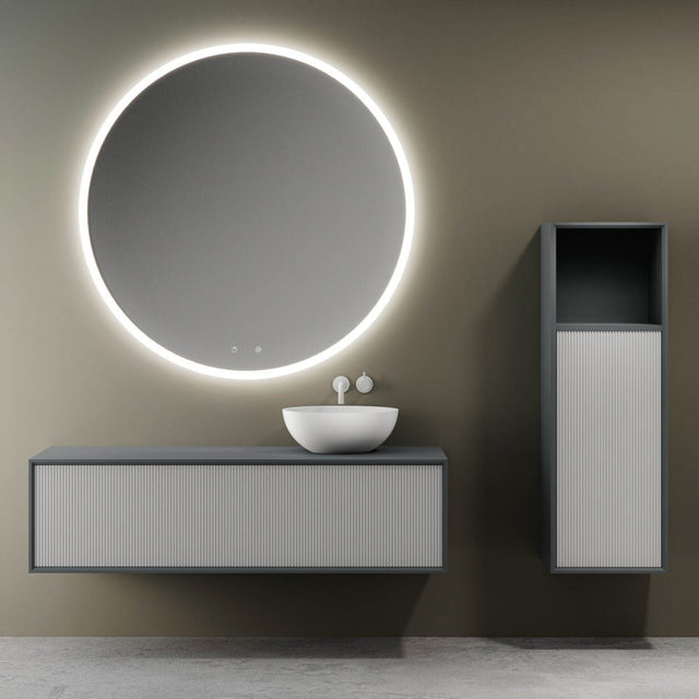 Assenti Allegra badmeubel met ronde spiegel en halfhoge kolomkast