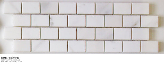 Sicis Stone Marble white and grey 30x30 STATUARIO ITEM 5 10mm moz. afm: 020x030