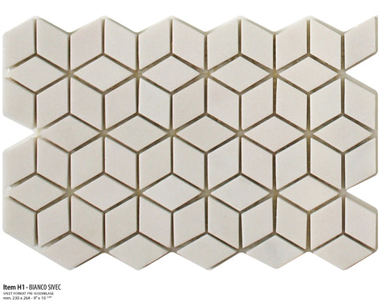 Sicis Stone Marble white and grey 30x30 SIVEC ITEM H1 10mm moz. afm: 023x040