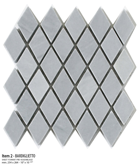 Sicis Stone Marble white and grey 30x30 BARDIGLIETTO ITEM 2 10mm moz. afm: 023x040