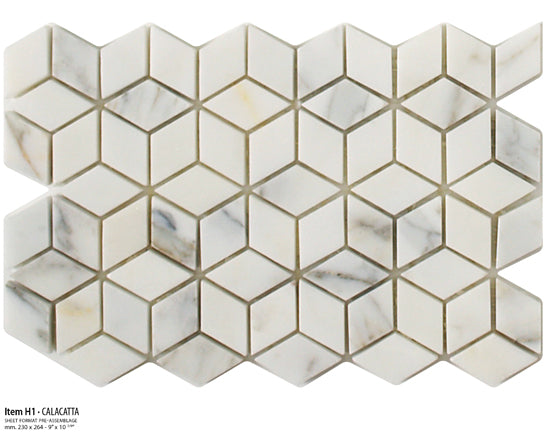 Sicis Stone Marble white and grey 30x30 CALACATTA ITEM H1 10mm moz. afm: 023x040