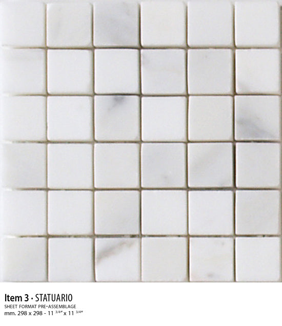 Sicis Stone Marble white and grey 30x30 STATUARIO ITEM 3 10mm moz. f:048x048