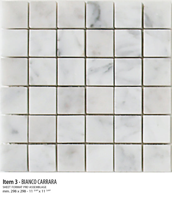 Sicis Stone Marble white and grey 30x30 CARRARA ITEM 3 10mm moz. f:048x048