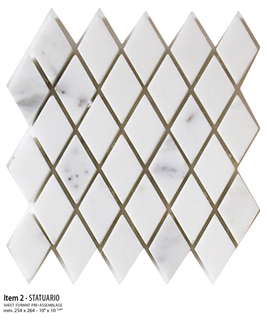 Sicis Stone Marble white and grey 30x30 STATUARIO ITEM 2 10mm moz. afm: 023x040