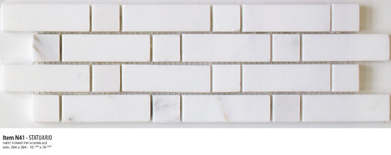 Sicis Stone Marble white and grey 30x30 STATUARIO ITEM N41 10mm moz. afm: 020x064+020x020