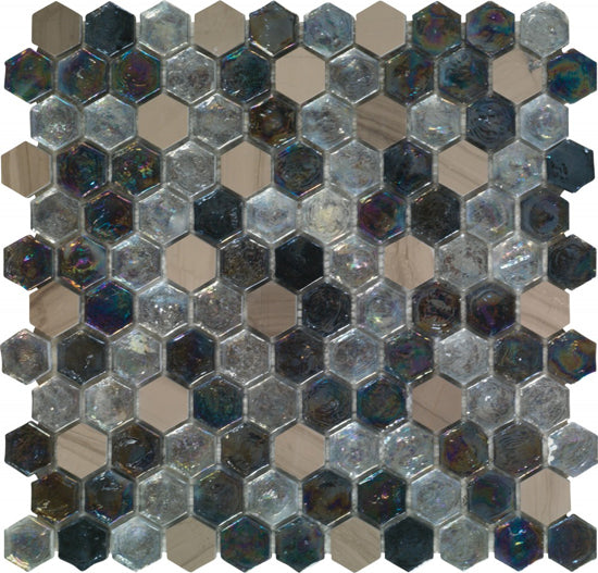 Dune Materia Mosaics bont multicolor 30x30 187117 8mm mat/glans f:hexagon