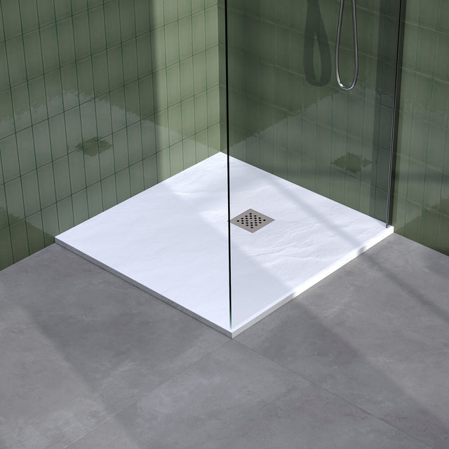 BRAUER Douchebak Asteroid 100x100 incl. antislip en antibacterieel mineraalmarmer mat wit DB-AS100100MW