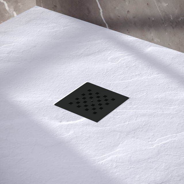 BRAUER Douchebak Asteroid 100x140 incl. antislip en antibacterieel mineraalmarmer mat wit DB-AS100140MW