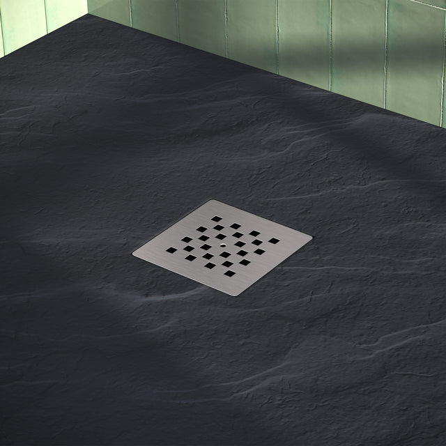 BRAUER Douchebak Asteroid 100x140 incl. antislip en antibacterieel mineraalmarmer mat zwart DB-AS100140MZ