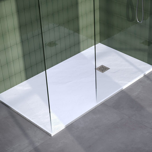 BRAUER Douchebak Asteroid 100x160 incl. antislip en antibacterieel mineraalmarmer mat wit DB-AS100160MW