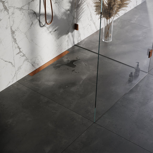 BRAUER Douchegoot met multifunctioneel rooster en flens voor wandmontage 7 x 70 koper geborsteld PVD DR-MRFW70GK