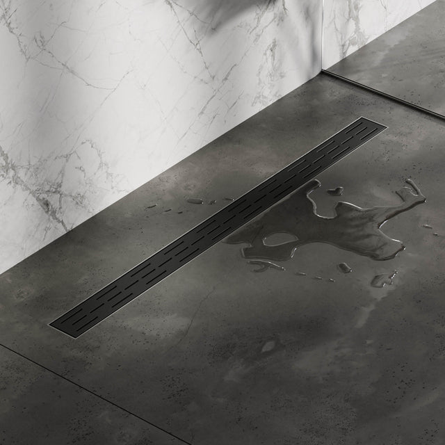 BRAUER Douchegoot met standaard rooster en flens 7 x 100 zwart DR-SRF100S