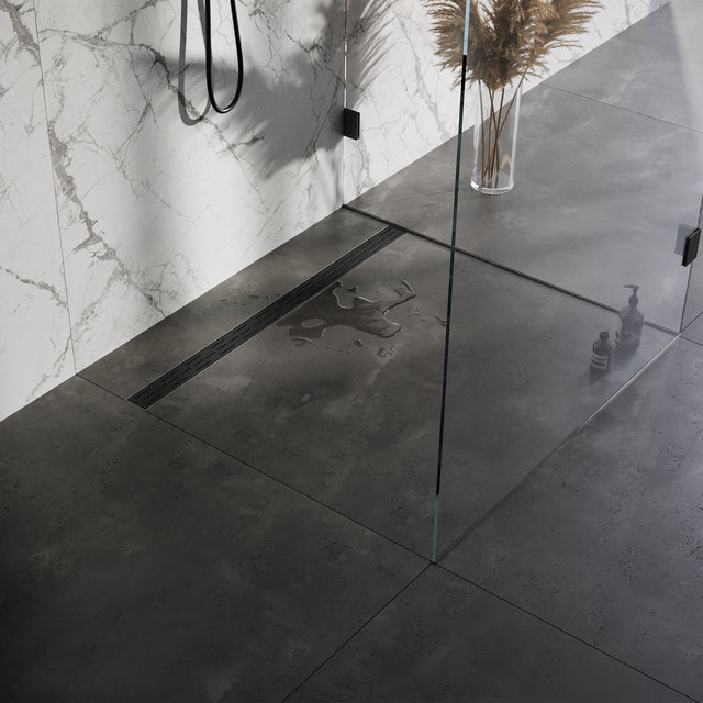 BRAUER Douchegoot met standaard rooster en flens 7 x 120 zwart DR-SRF120S