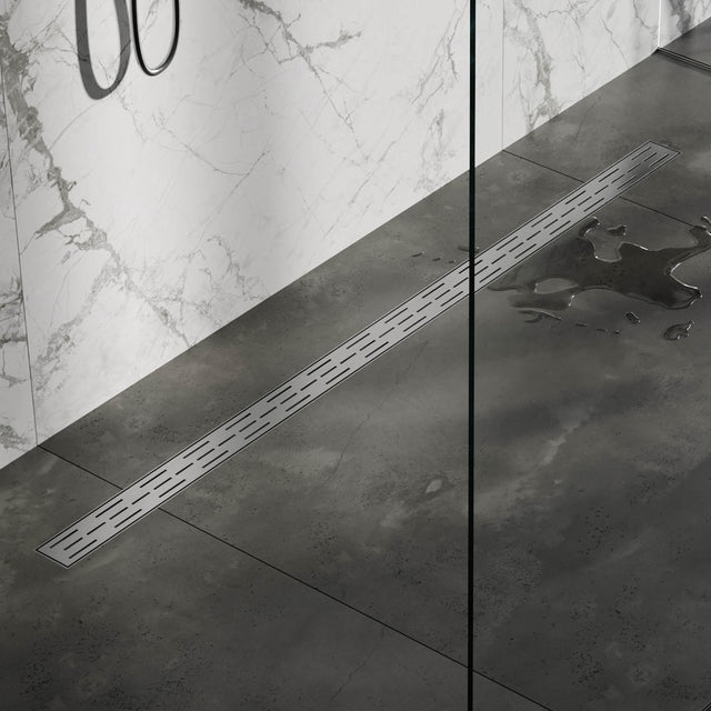 BRAUER Douchegoot met standaard rooster en flens 7 x 140 RVS geborsteld DR-SRF140NG