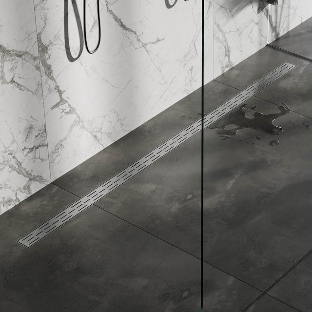 BRAUER Douchegoot met standaard rooster en flens 7 x 180 RVS geborsteld DR-SRF180NG