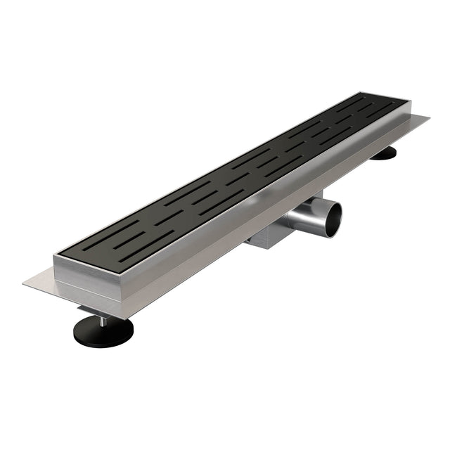 BRAUER Douchegoot met standaard rooster en flens 7 x 60 zwart DR-SRF60S