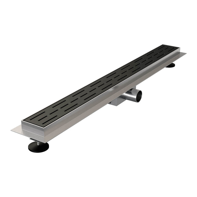 BRAUER Douchegoot met standaard rooster en flens 7 x 80 zwart DR-SRF80S