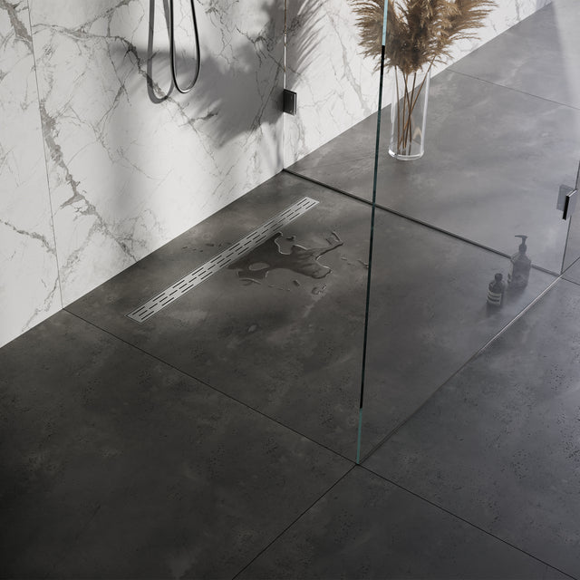 BRAUER Douchegoot met standaard rooster en flens 7 x 90 RVS geborsteld DR-SRF90NG