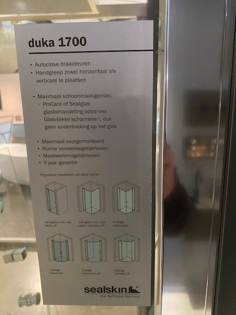 Showmodel Sealskin Duka 1700 2-delige draaideur 120cm