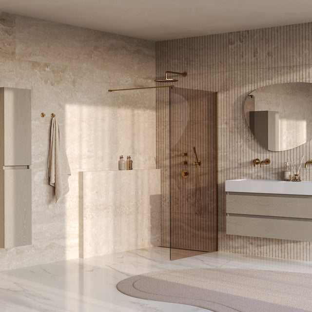 BRAUER Oblivion inloopdouche brons glas 100x200 incl. glascoating PVD goud geborsteld GS-OBI1B100200GG