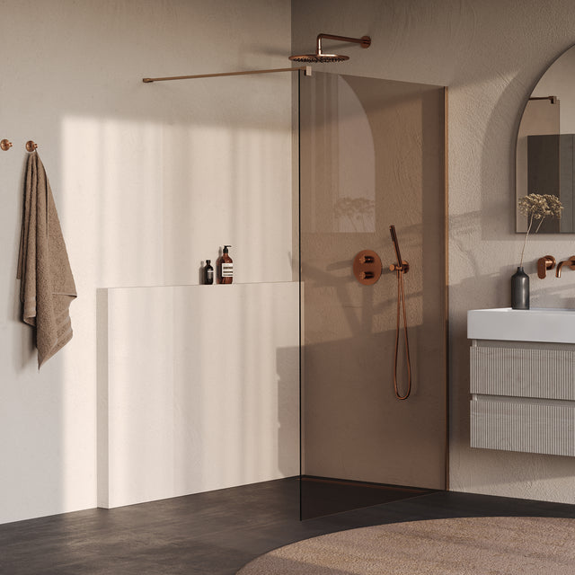 BRAUER Oblivion inloopdouche brons glas 120x200 incl. glascoating PVD koper geborsteld GS-OBI1B120200GK