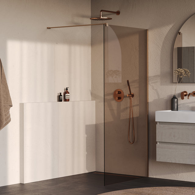 BRAUER Oblivion inloopdouche brons glas 90x200 incl. glascoating PVD koper geborsteld GS-OBI1B90200GK