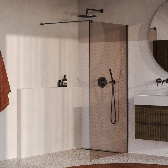 BRAUER Oblivion inloopdouche brons glas 90x200 incl. glascoating PVD gunmetal geborsteld GS-OBI1B90200GM