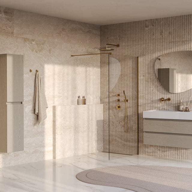 BRAUER Oblivion inloopdouche helder glas 100x200 incl. glascoating PVD goud geborsteld GS-OBI1H100200GG