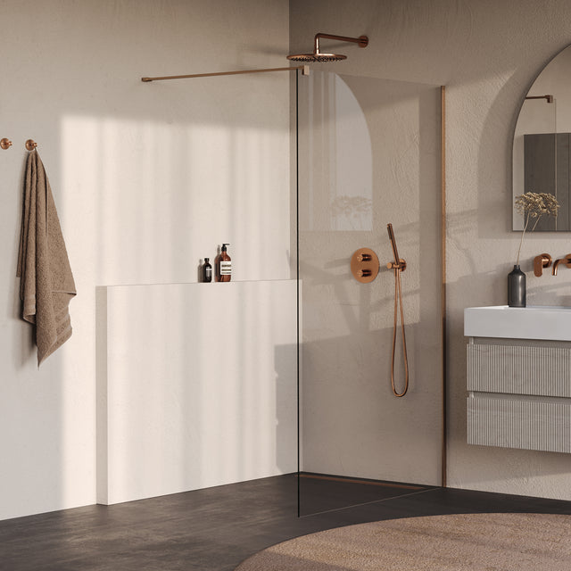 BRAUER Oblivion inloopdouche helder glas 110x200 incl. glascoating PVD koper geborsteld GS-OBI1H110200GK