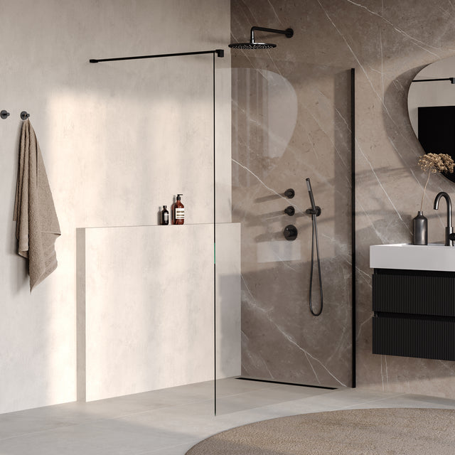 BRAUER Oblivion inloopdouche helder glas 130x200 incl. glascoating mat zwart GS-OBI1H130200MZ