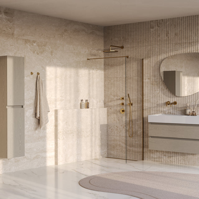 BRAUER Oblivion inloopdouche helder glas 50x200 incl. glascoating PVD goud geborsteld GS-OBI1H50200GG