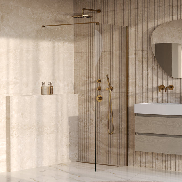 BRAUER Oblivion inloopdouche helder glas 80x200 incl. glascoating PVD goud geborsteld GS-OBI1H80200GG