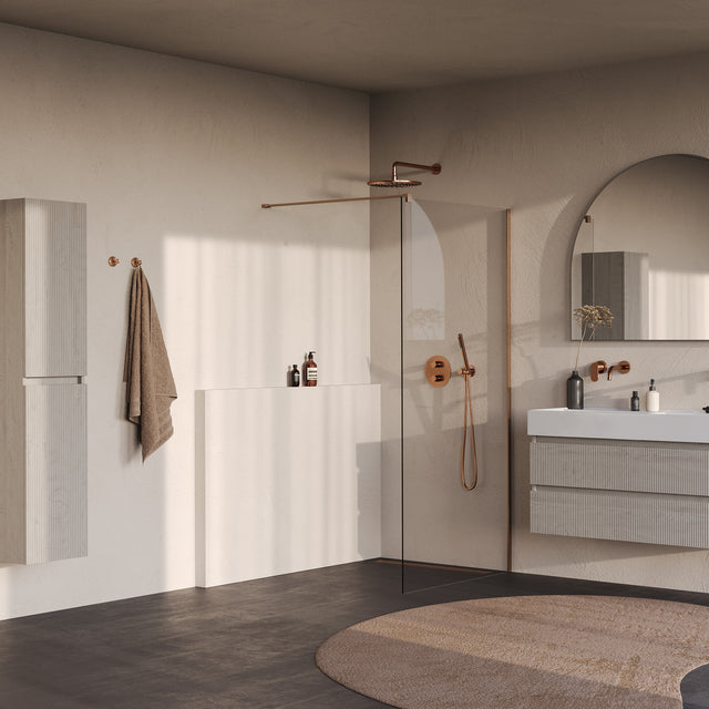 BRAUER Oblivion inloopdouche helder glas 90x200 incl. glascoating PVD koper geborsteld GS-OBI1H90200GK