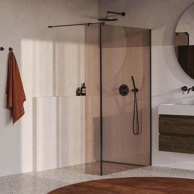 BRAUER Oblivion inloopdouche brons glas 120x200 met zijwand 30 incl. glascoating PVD gunmetal geborsteld GS-OBI2B12030200GM