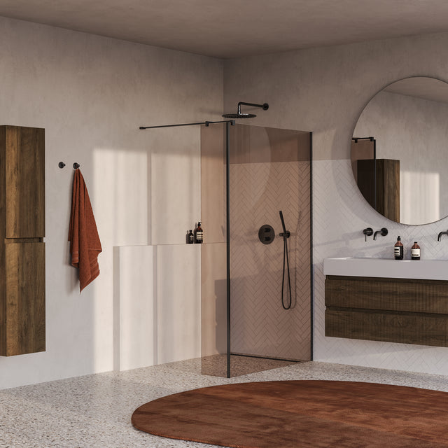 BRAUER Oblivion inloopdouche brons glas 120x200 met zijwand 30 incl. glascoating PVD gunmetal geborsteld GS-OBI2B12030200GM