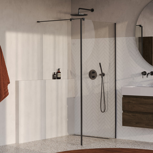 BRAUER Oblivion inloopdouche helder glas 100x200 met zijwand 40 incl. glascoating PVD gunmetal geborsteld GS-OBI2H10040200GM