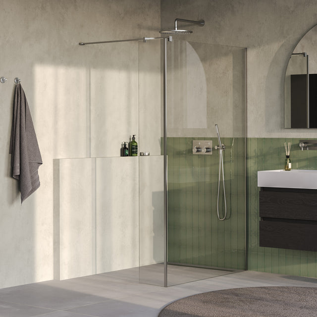 BRAUER Oblivion inloopdouche helder glas 110x200 met zijwand 40 incl. glascoating PVD RVS-kleurig geborsteld GS-OBI2H11040200NG