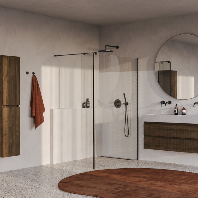 BRAUER Oblivion inloopdouche helder glas 140x200 met zijwand 30 incl. glascoating PVD gunmetal geborsteld GS-OBI2H14030200GM