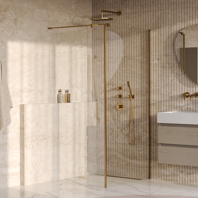 BRAUER Oblivion inloopdouche helder glas 90x200 met zijwand 40 incl. glascoating PVD goud geborsteld GS-OBI2H9040200GG