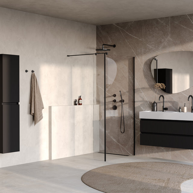 BRAUER Oblivion inloopdouche helder glas 90x200 met zijwand 40 incl. glascoating mat zwart GS-OBI2H9040200MZ