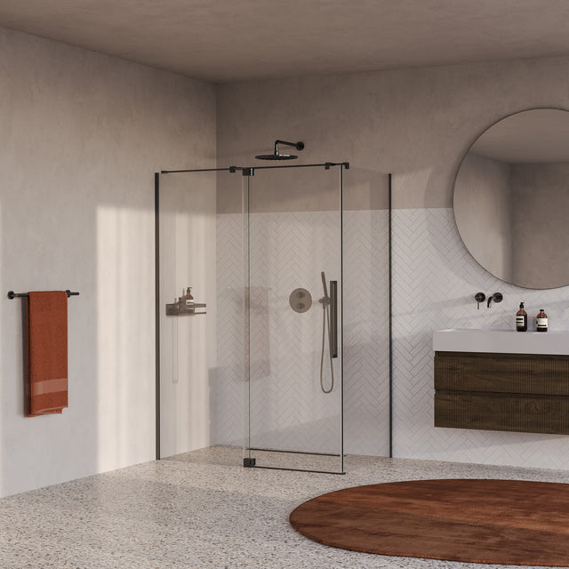 BRAUER Stellar douchecabine met draaideur helder glas 140x100x200 omkeerbaar incl. glascoating PVD gunmetal geborsteld GS-SRC1H140100200GM