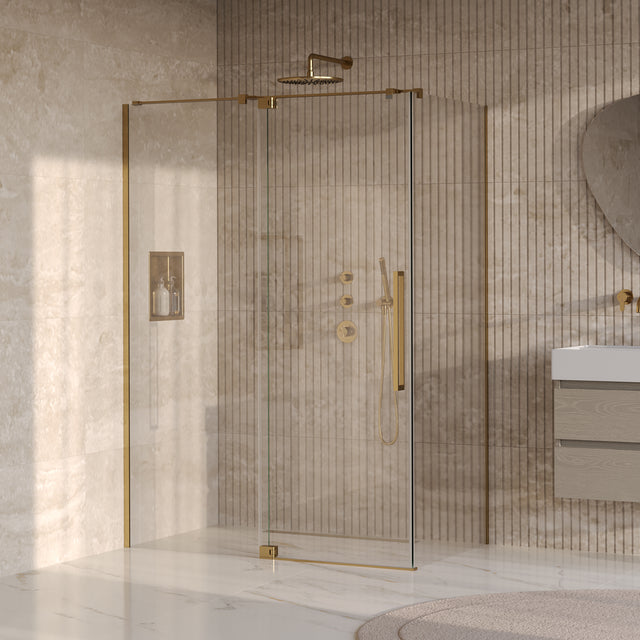 BRAUER Stellar douchecabine met draaideur helder glas 140x80x200 omkeerbaar incl. glascoating PVD goud geborsteld GS-SRC1H14080200GG