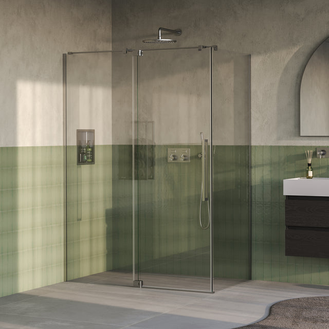BRAUER Stellar douchecabine met draaideur helder glas 140x90x200 omkeerbaar incl. glascoating PVD RVS-kleurig geborsteld GS-SRC1H14090200NG