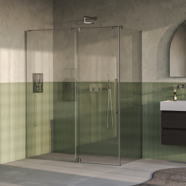 BRAUER Stellar douchecabine met draaideur helder glas 160x90x200 omkeerbaar incl. glascoating PVD RVS-kleurig geborsteld GS-SRC1H16090200NG