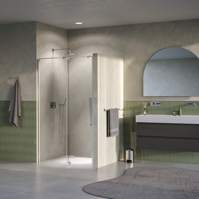 BRAUER Stellar nisdeur 2-delig draaiend helder glas 100x200 omkeerbaar incl. glascoating PVD RVS-kleurig geborsteld GS-SRN1H100200NG