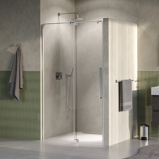 BRAUER Stellar nisdeur 2-delig draaiend helder glas 120x200 omkeerbaar incl. glascoating PVD RVS-kleurig geborsteld GS-SRN1H120200NG