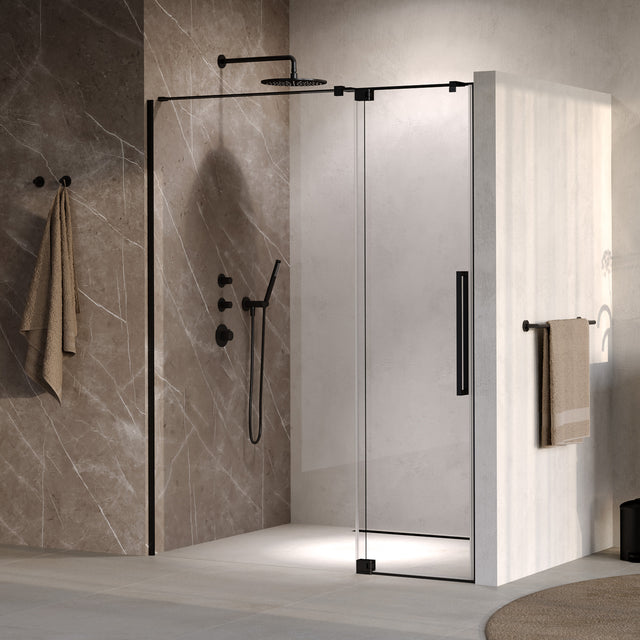BRAUER Stellar nisdeur 2-delig draaiend helder glas 140x200 omkeerbaar incl. glascoating mat zwart GS-SRN1H140200MZ