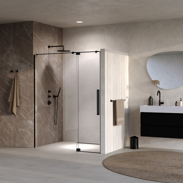 BRAUER Stellar nisdeur 2-delig draaiend helder glas 140x200 omkeerbaar incl. glascoating mat zwart GS-SRN1H140200MZ